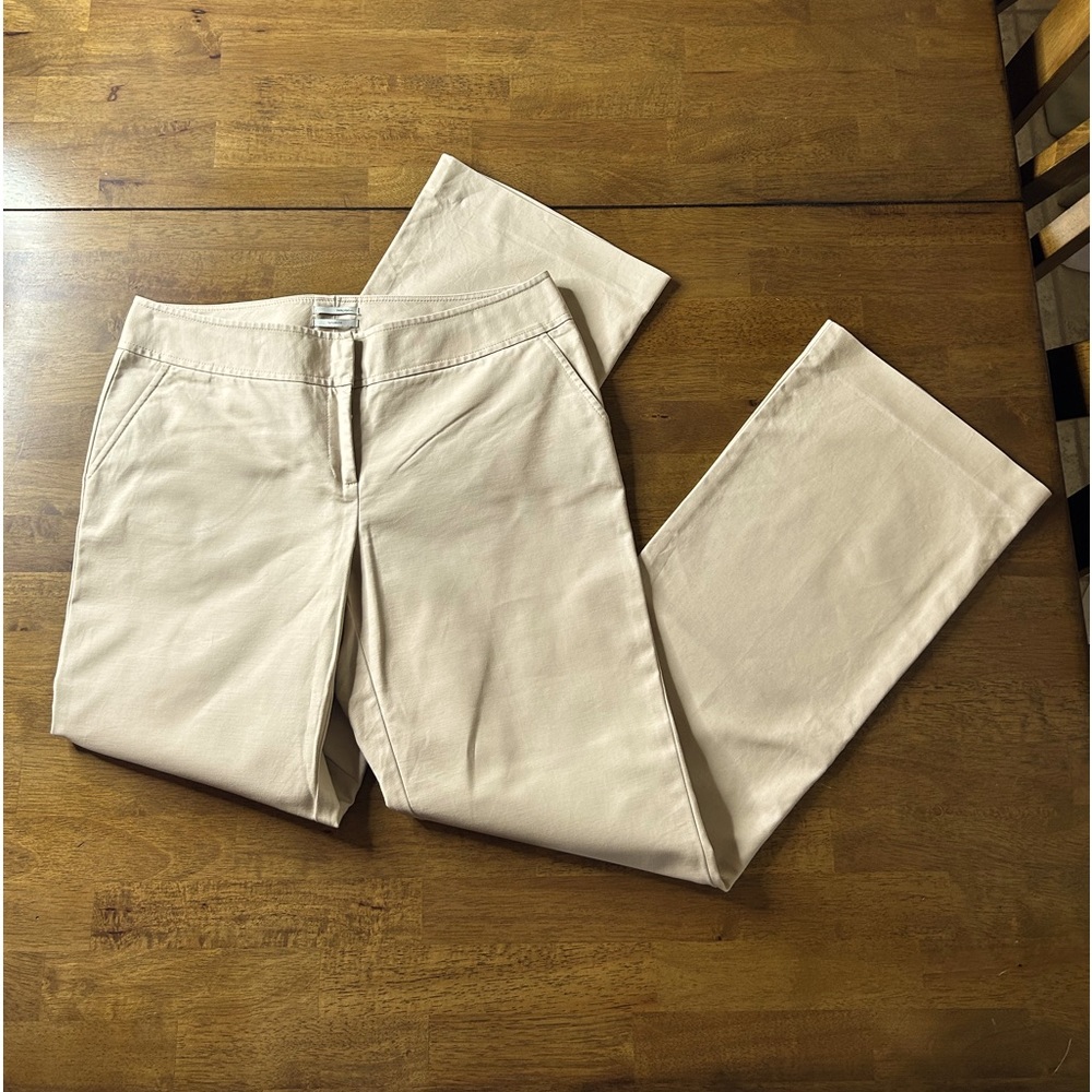 Halogen Beige Khaki Ladies Pants Size 8 Taylor Fit straight leg flat front